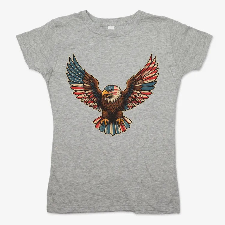Patriotic Soaring Eagle-Women's T-Shirt-Gray Granite