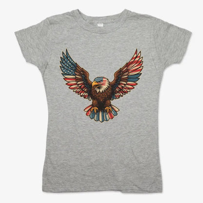 Patriotic Soaring Eagle-Women's T-Shirt-Gray Granite