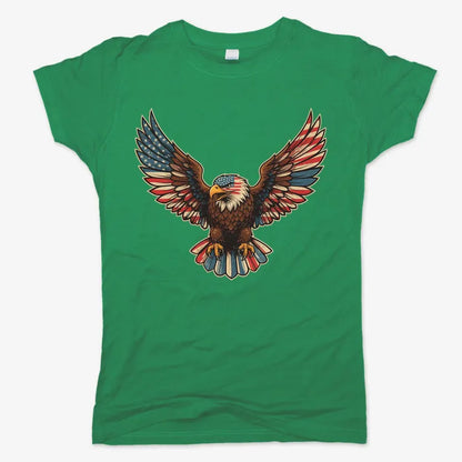 Patriotic Soaring Eagle-Women's T-Shirt-Lucky Green