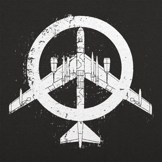 Peace Bomber Fighter Jet Peace Sign graphic tee design