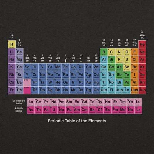 Periodic Table Full Color Chemistry Chart graphic tee design