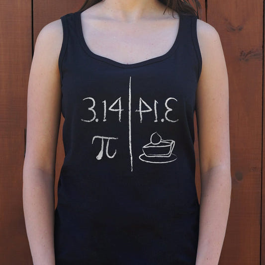 Pi Mirrors Pie 3.14 Symbol and Slice of Pie graphic Women's Tank Top in Midnight
