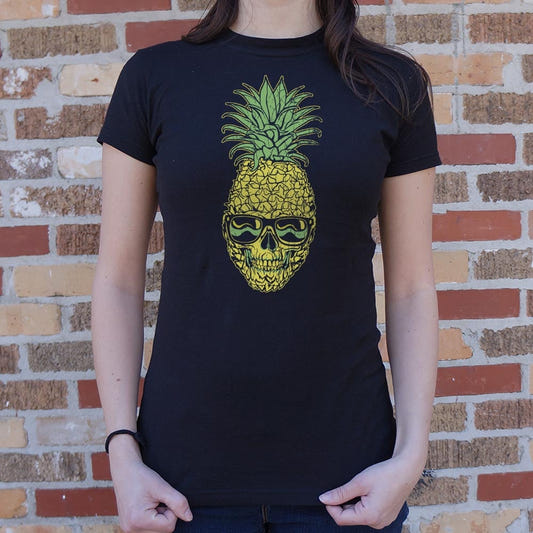 Pineapple Skull Wearing Sunglasses graphic Women's T-Shirt in Midnight