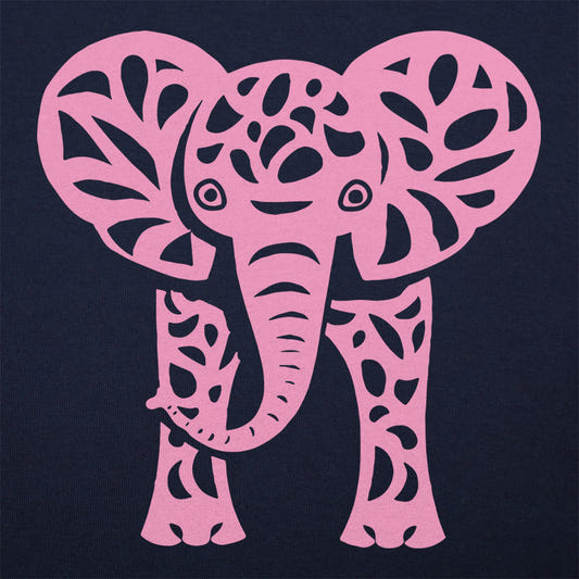 Pink Elephant - Ornamental Mosaic Elephant Design graphic tee design