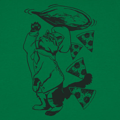 Pizza Cat Chef Tossing Dough and Pepperoni Slices