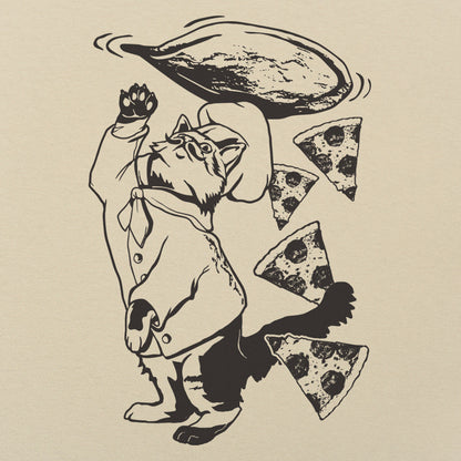 Pizza Cat Chef Tossing Dough and Pepperoni Slices