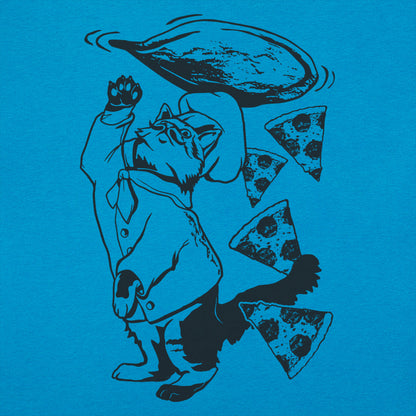 Pizza Cat Chef Tossing Dough and Pepperoni Slices