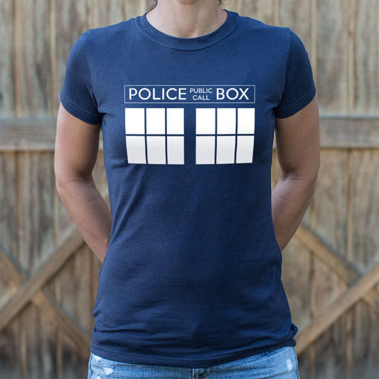 Police Box For Who Blue Public Call Box Design graphic Women's T-Shirt in True Navy