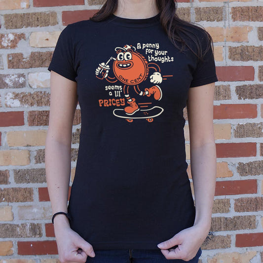 Pricey Penny - Retro Cartoon Penny Skateboarding graphic Women's T-Shirt in Midnight