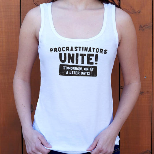 Procrastinators Unite Tomorrow or at a Later Date graphic Women's Tank Top in Snow