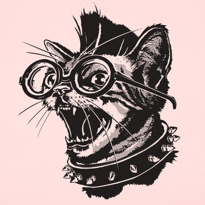Punk Cat with Spiked Collar and Glasses