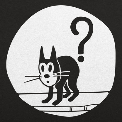 Question Cat Arched Black Kitty Under a Question Mark