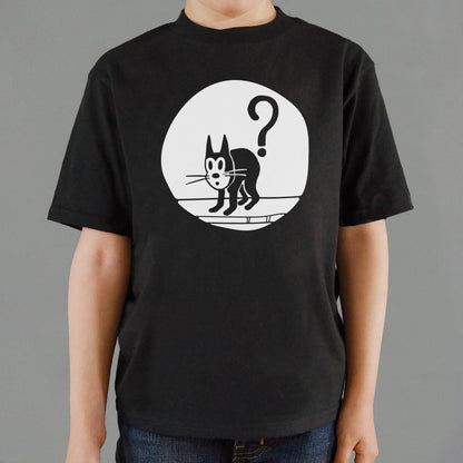 Question Cat Arched Black Kitty Under a Question Mark