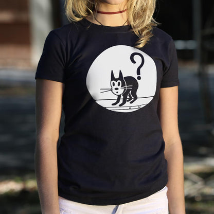Question Cat Arched Black Kitty Under a Question Mark