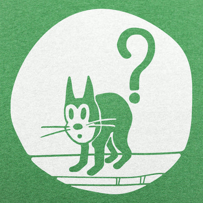 Question Cat Arched Black Kitty Under a Question Mark