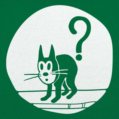 Question Cat Arched Black Kitty Under a Question Mark