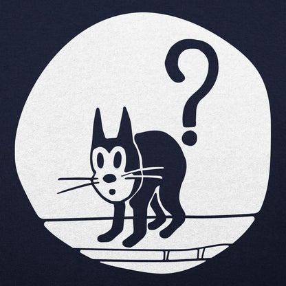 Question Cat Arched Black Kitty Under a Question Mark