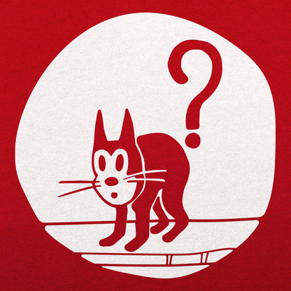 Question Cat Arched Black Kitty Under a Question Mark