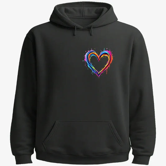 Rainbow Heartbeat Tee graphic Hoodie in Black