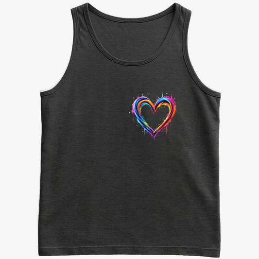 Rainbow Heartbeat Tee graphic Men's Tank Top in Black