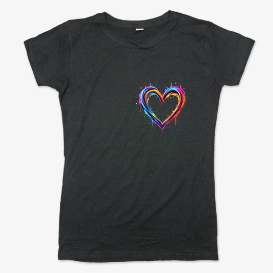 Rainbow Heartbeat Tee graphic Women's T-Shirt in Midnight