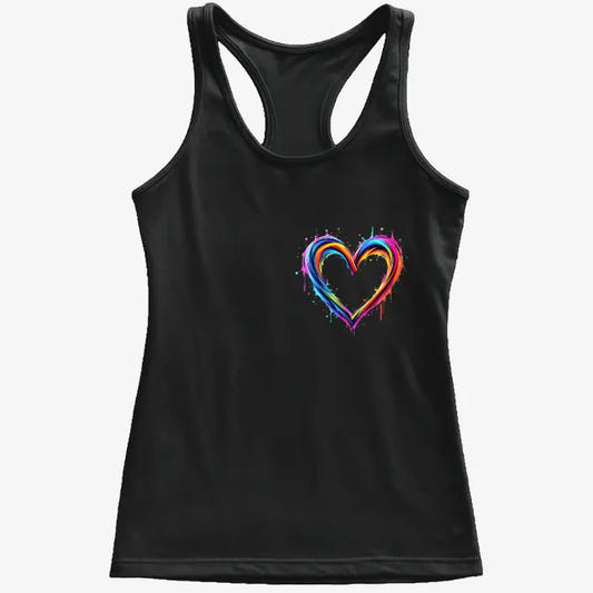Rainbow Heartbeat Tee graphic Women's Tank Top in Midnight