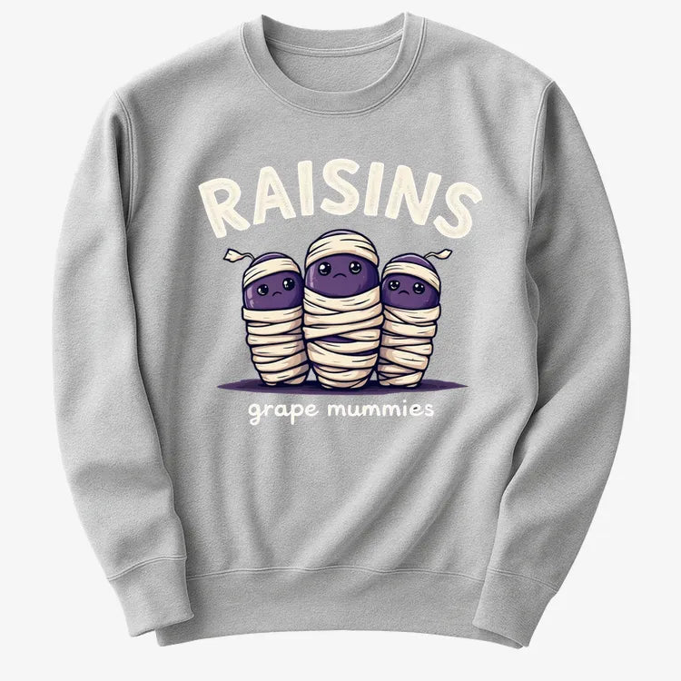 Raisins Grape Mummies-Sweater-Gray Heather