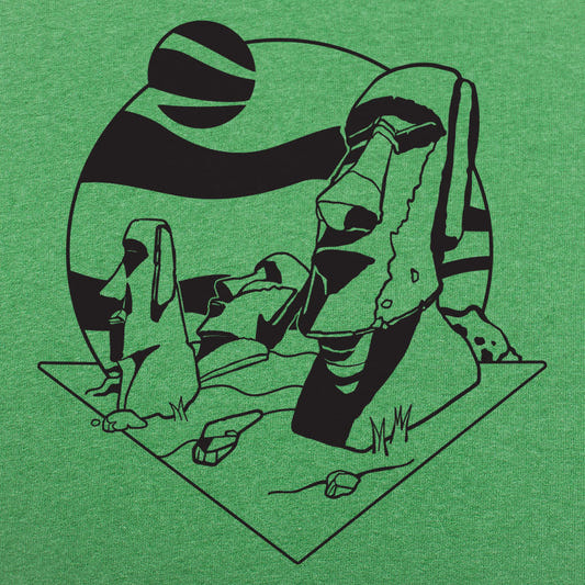 Easter Island Moai Stone Head Statues graphic Unisex Heavyweight T-Shirt in Kelly Green Heather