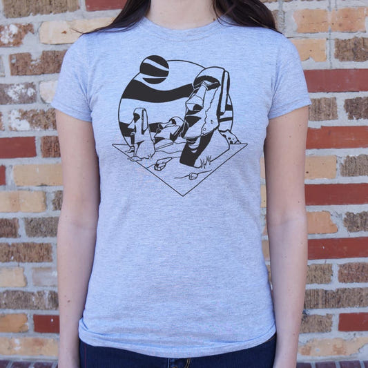 Easter Island Moai Stone Head Statues graphic Women's T-Shirt in Gray Granite