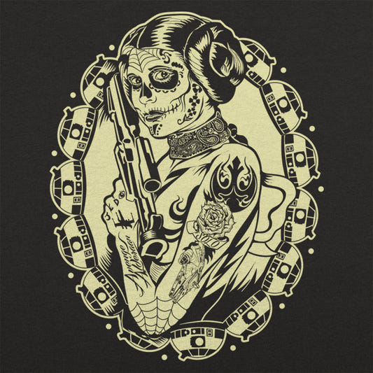 Rebellion Princess Sugar Skull with Blaster graphic tee design