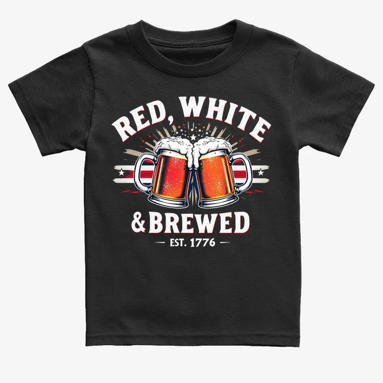 Red, White & Brewed Celebration-Kids T-Shirt-Black