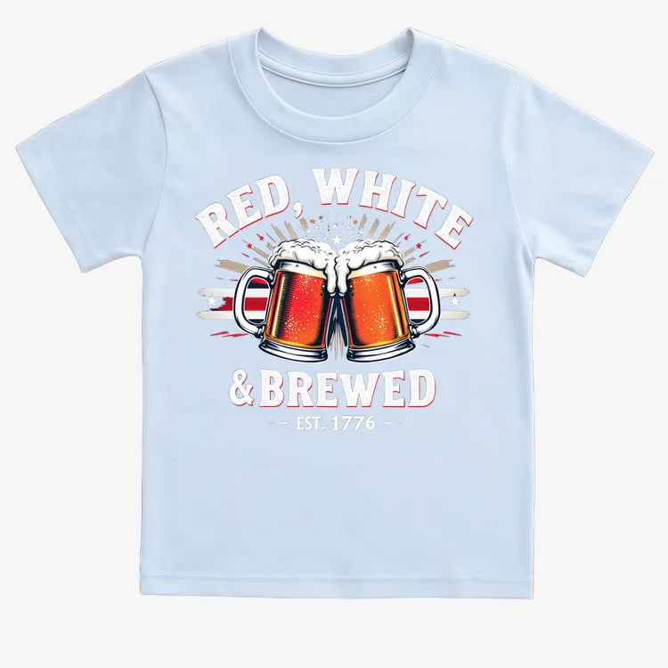 Red, White & Brewed Celebration-Kids T-Shirt-Blue