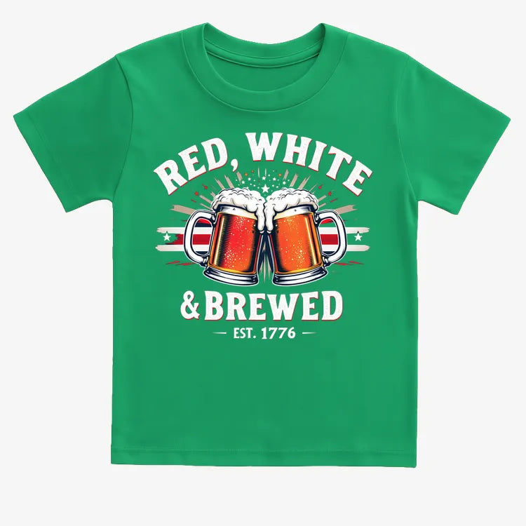 Red, White & Brewed Celebration-Kids T-Shirt-Green