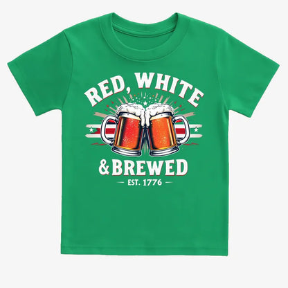 Red, White & Brewed Celebration-Kids T-Shirt-Green