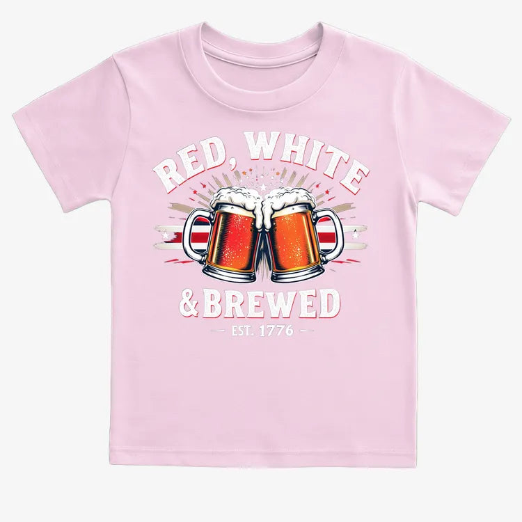 Red, White & Brewed Celebration-Kids T-Shirt-Pink