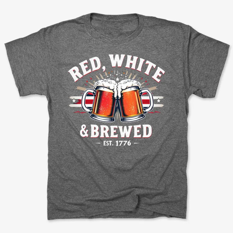 Red, White & Brewed Celebration-Men's T-Shirt-Charcoal Heather