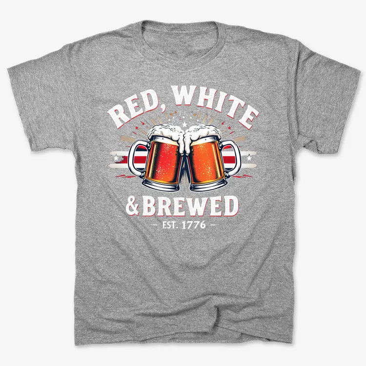 Red, White & Brewed Celebration-Men's T-Shirt-Gray Heather