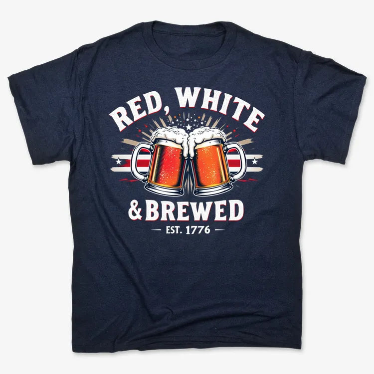Red, White & Brewed Celebration-Men's T-Shirt-Navy Blue