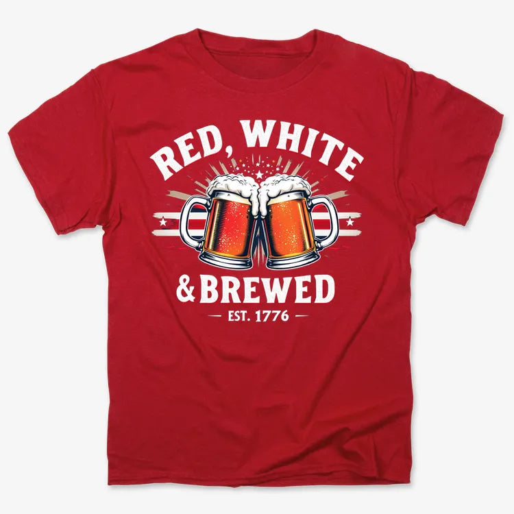 Red, White & Brewed Celebration-Men's T-Shirt-Red