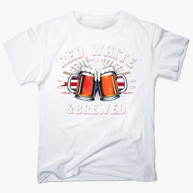 Red, White & Brewed Celebration-Men's T-Shirt-White