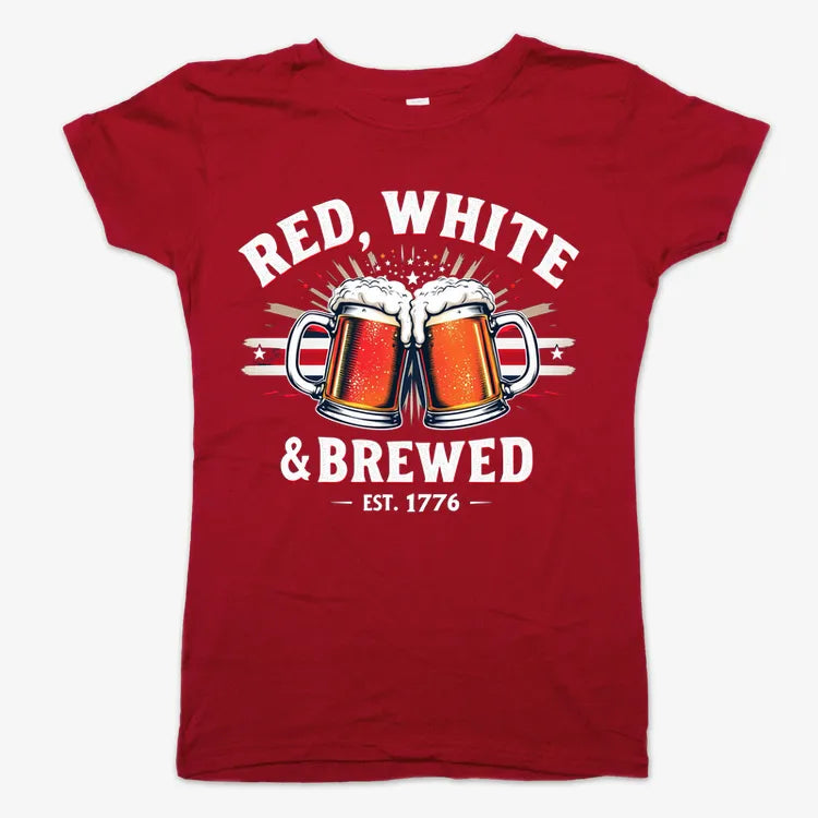 Red, White & Brewed Celebration-Women's T-Shirt-Deep Red
