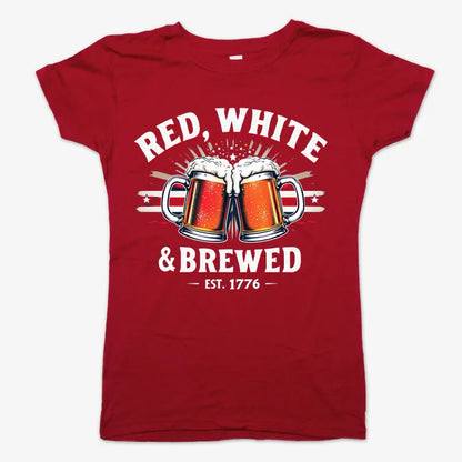 Red, White & Brewed Celebration-Women's T-Shirt-Deep Red