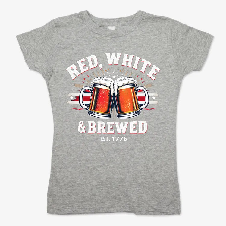 Red, White & Brewed Celebration-Women's T-Shirt-Gray Granite