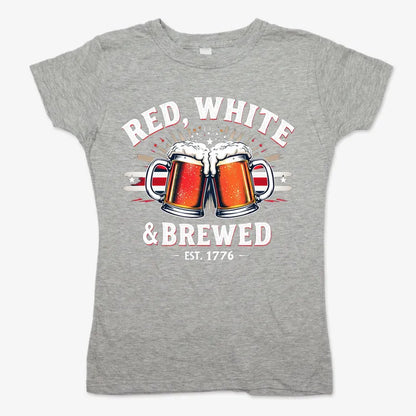 Red, White & Brewed Celebration-Women's T-Shirt-Gray Granite