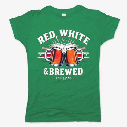 Red, White & Brewed Celebration-Women's T-Shirt-Lucky Green