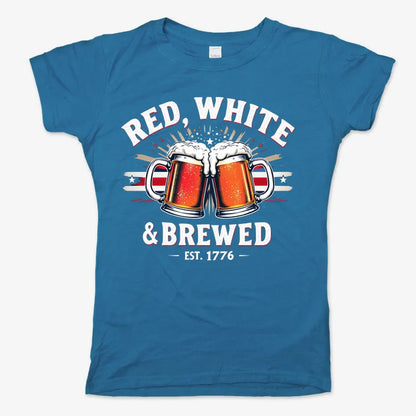 Red, White & Brewed Celebration-Women's T-Shirt-Sky Blue