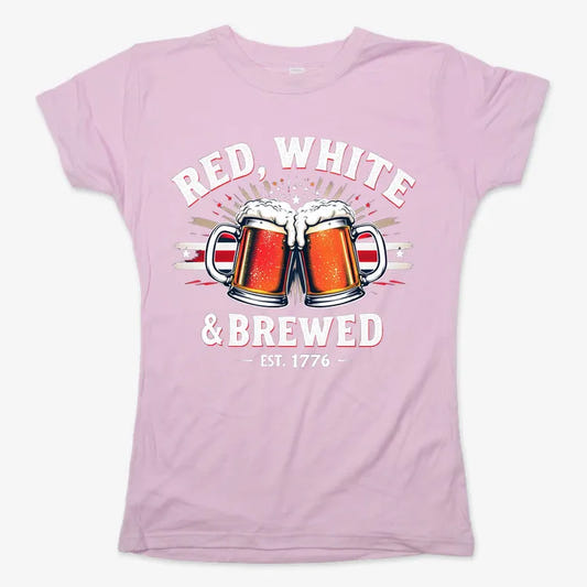 Red, White & Brewed Celebration-Women's T-Shirt-Soft Pink