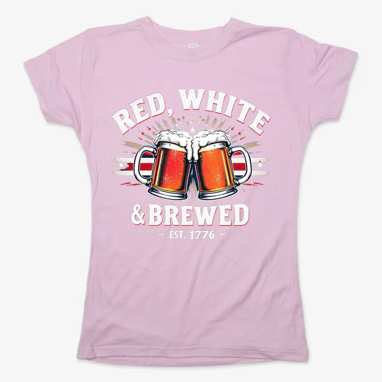 Red, White & Brewed Celebration-Women's T-Shirt-Soft Pink