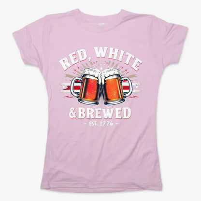 Red, White & Brewed Celebration-Women's T-Shirt-Soft Pink