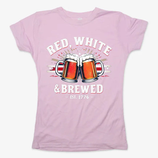 Red, White & Brewed Celebration-Women's T-Shirt-Soft Pink